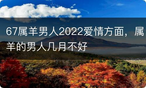 67属羊男人2022爱情方面，属羊的男人几月不好