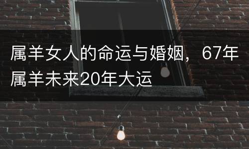 属羊女人的命运与婚姻，67年属羊未来20年大运