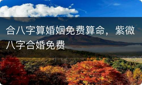 合八字算婚姻免费算命，紫微八字合婚免费