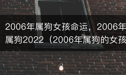 2006年属狗女孩命运，2006年属狗2022（2006年属狗的女孩是什么命）