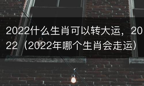 2022什么生肖可以转大运，2022（2022年哪个生肖会走运）