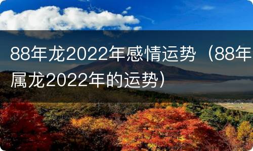 88年龙2022年感情运势（88年属龙2022年的运势）