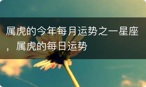 属虎的今年每月运势之一星座，属虎的每日运势