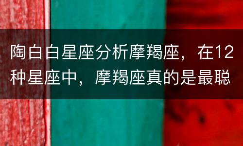 陶白白星座分析摩羯座，在12种星座中，摩羯座真的是最聪明的一个星座吗？