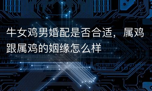 牛女鸡男婚配是否合适，属鸡跟属鸡的姻缘怎么样