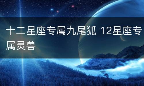 十二星座专属九尾狐 12星座专属灵兽