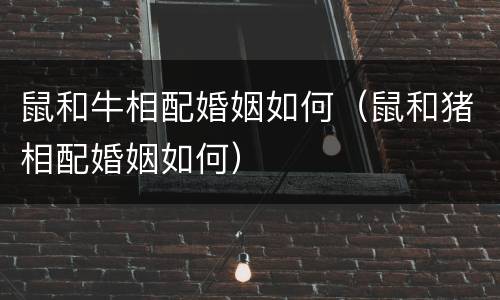 鼠和牛相配婚姻如何（鼠和猪相配婚姻如何）