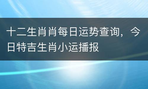 十二生肖肖每日运势查询，今日特吉生肖小运播报