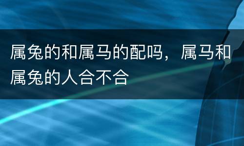 属兔的和属马的配吗，属马和属兔的人合不合