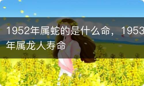 1952年属蛇的是什么命，1953年属龙人寿命