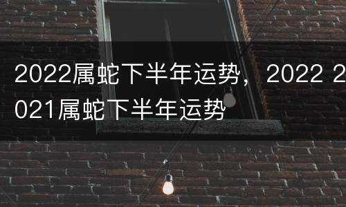 2022属蛇下半年运势，2022 2021属蛇下半年运势