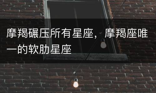 摩羯碾压所有星座，摩羯座唯一的软肋星座