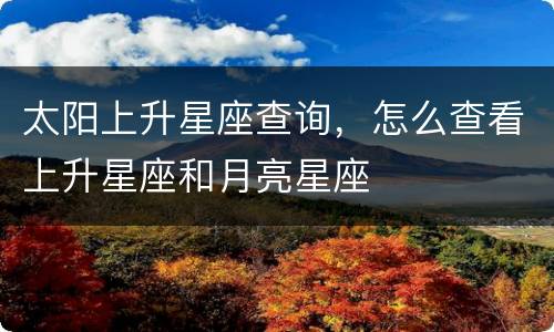 太阳上升星座查询，怎么查看上升星座和月亮星座