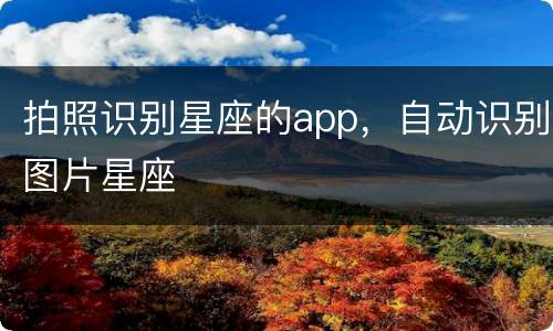拍照识别星座的app，自动识别图片星座