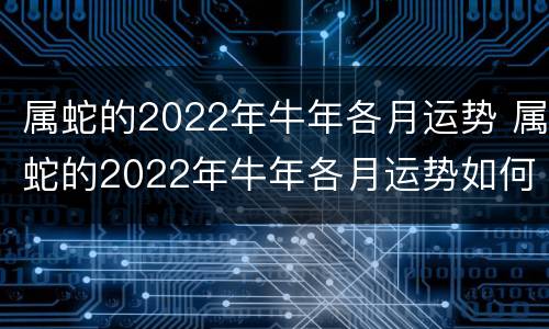 属蛇的2022年牛年各月运势 属蛇的2022年牛年各月运势如何