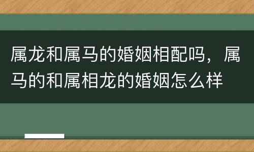 属龙和属马的婚姻相配吗，属马的和属相龙的婚姻怎么样