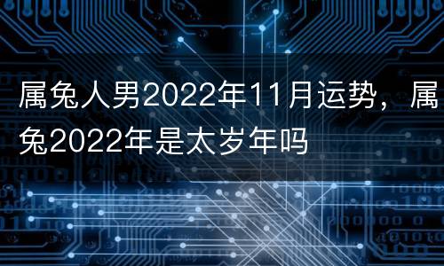属兔人男2022年11月运势，属兔2022年是太岁年吗