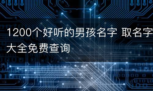 1200个好听的男孩名字 取名字大全免费查询