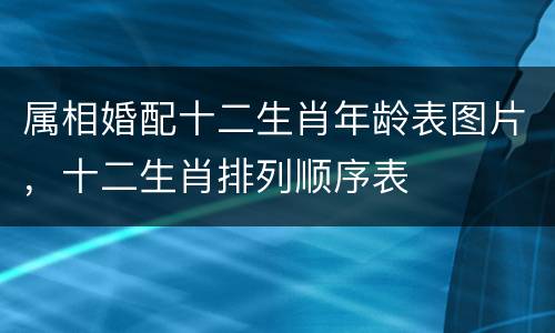 属相婚配十二生肖年龄表图片，十二生肖排列顺序表