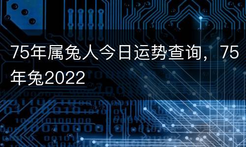 75年属兔人今日运势查询，75年兔2022
