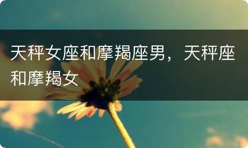 天秤女座和摩羯座男，天秤座和摩羯女