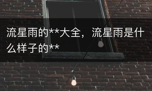 流星雨的**大全，流星雨是什么样子的**