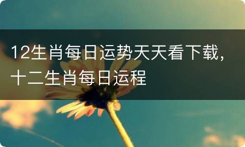 12生肖每日运势天天看下载，十二生肖每日运程