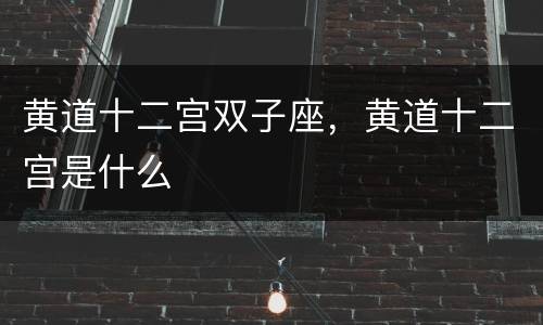 黄道十二宫双子座，黄道十二宫是什么