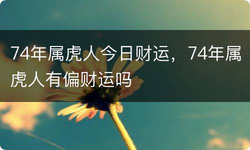 74年属虎人今日财运，74年属虎人有偏财运吗
