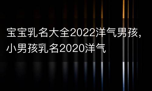宝宝乳名大全2022洋气男孩，小男孩乳名2020洋气