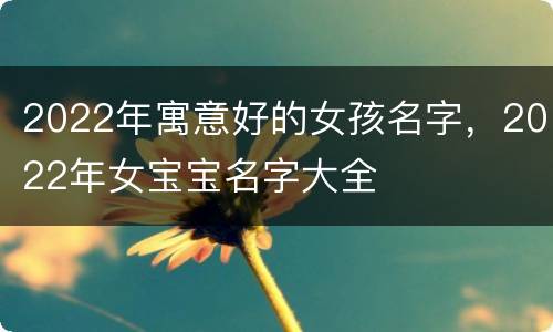 2022年寓意好的女孩名字，2022年女宝宝名字大全