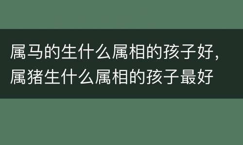 属马的生什么属相的孩子好，属猪生什么属相的孩子最好