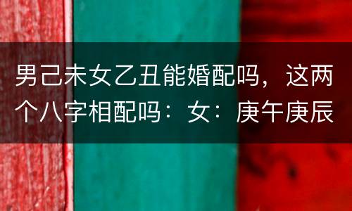 男己未女乙丑能婚配吗，这两个八字相配吗：女：庚午庚辰辛酉辛卯，男：乙丑