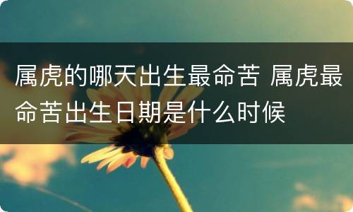 属虎的哪天出生最命苦 属虎最命苦出生日期是什么时候