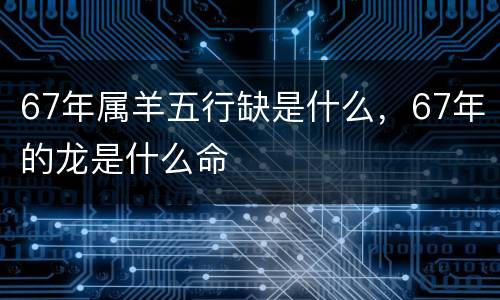 67年属羊五行缺是什么，67年的龙是什么命