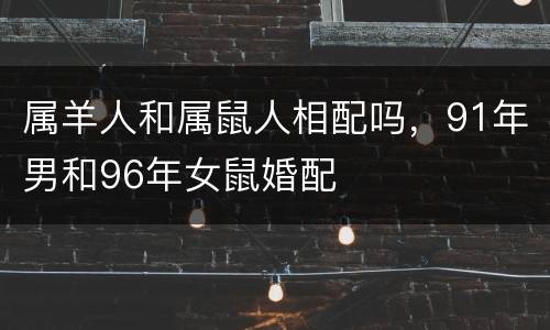 属羊人和属鼠人相配吗，91年男和96年女鼠婚配