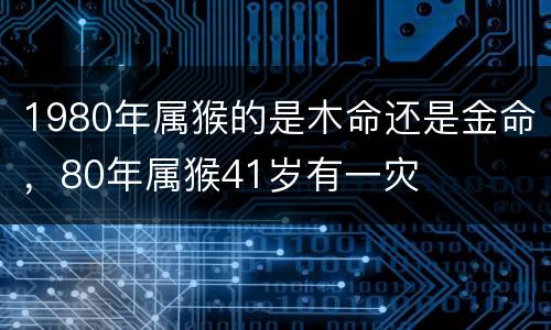 1980年属猴的是木命还是金命，80年属猴41岁有一灾