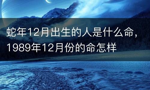 蛇年12月出生的人是什么命，1989年12月份的命怎样