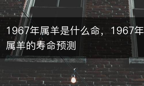 1967年属羊是什么命，1967年属羊的寿命预测