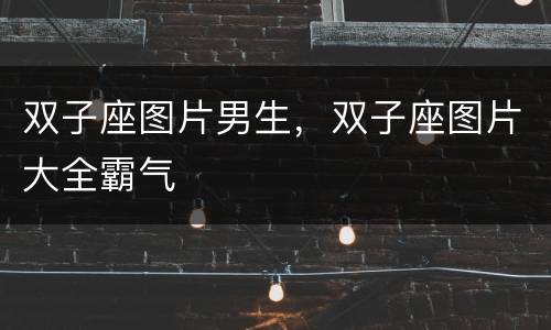 双子座图片男生，双子座图片大全霸气