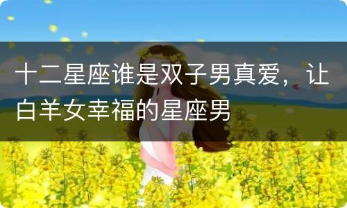 十二星座谁是双子男真爱，让白羊女幸福的星座男