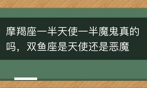 摩羯座一半天使一半魔鬼真的吗，双鱼座是天使还是恶魔