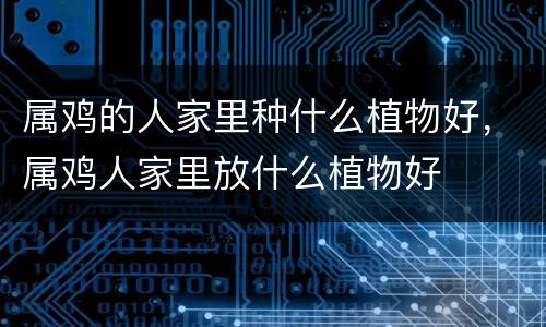 属鸡的人家里种什么植物好，属鸡人家里放什么植物好