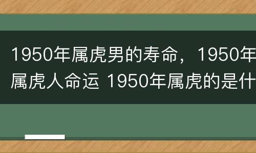 1950年属虎男的寿命，1950年属虎人命运 1950年属虎的是什么命,男性格