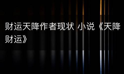 财运天降作者现状 小说《天降财运》