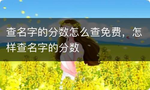查名字的分数怎么查免费，怎样查名字的分数