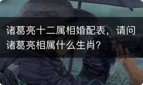 诸葛亮十二属相婚配表，请问诸葛亮相属什么生肖？