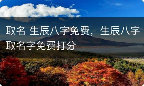 取名 生辰八字免费，生辰八字取名字免费打分