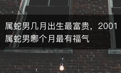属蛇男几月出生最富贵，2001属蛇男哪个月最有福气