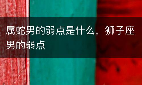 属蛇男的弱点是什么，狮子座男的弱点